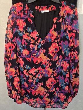 IN'VOLAND 18W Long Sleeve V-Neck Chiffon Flowy Blouse Top.